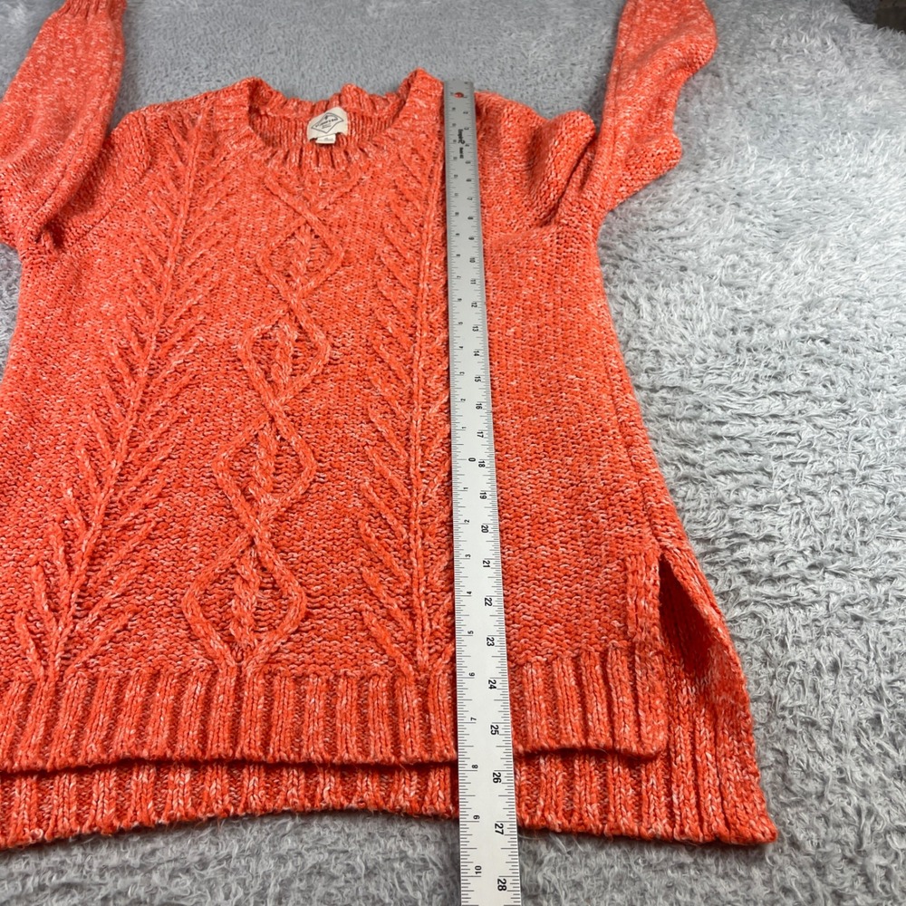 St Johns Bay Womens Orange Marled Cable Knit Sweater High Low Hem Size M - Picture 5 of 9